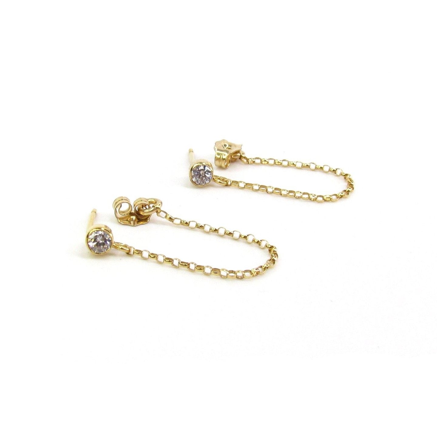 CZ Chain Earrings | Front to Back Earrings